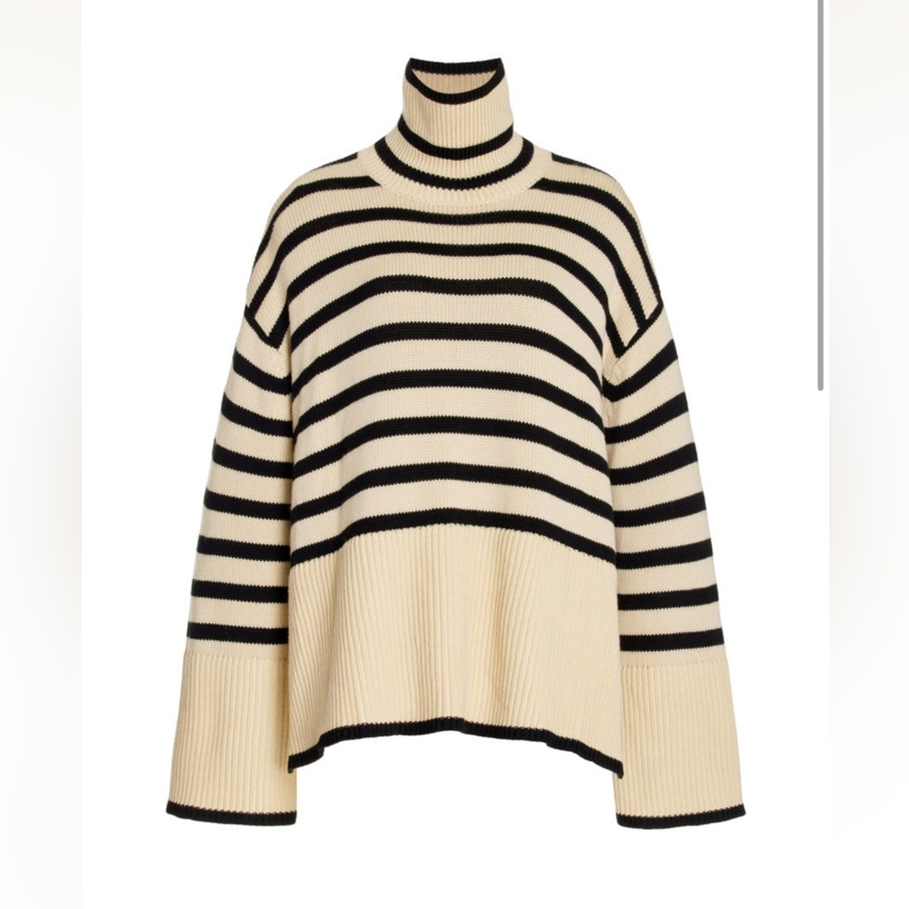 Toteme Black and Cream Striped Sweater